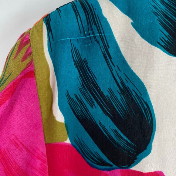 Silk Land Top Women’s Medium Vintage 100% Silk Floral Cropped Retro - Picture 3 of 8